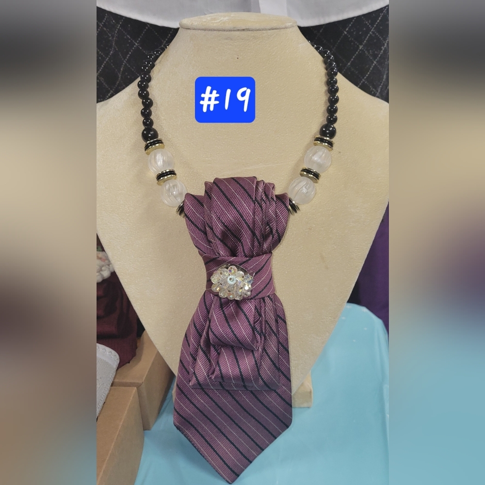Fashion forward twist on a power tie Necklace